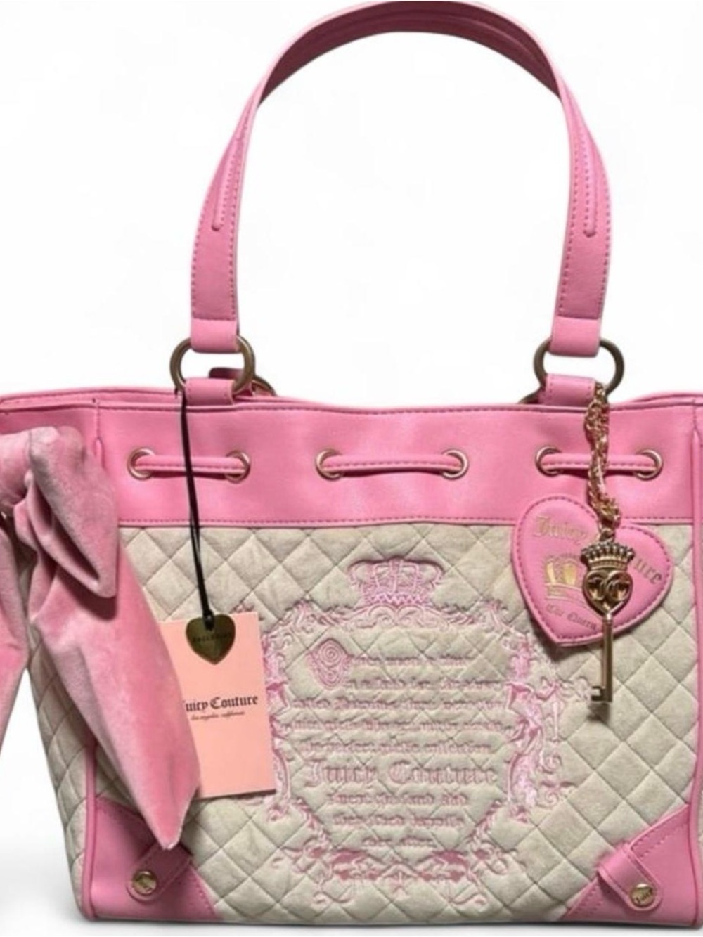 Juicy Couture Pink Quilted Tote with Heart Charm